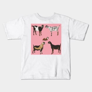 Nubian Goats Pattern Pink Kids T-Shirt